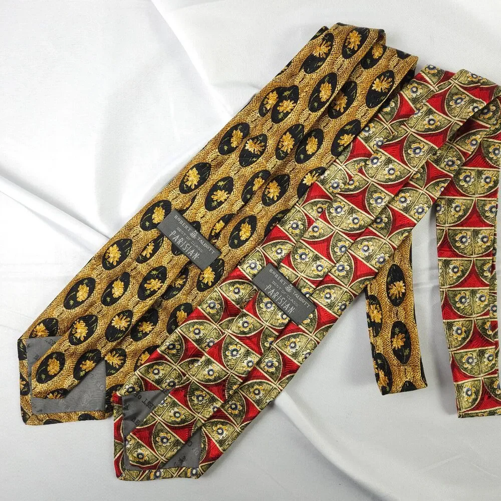 Robert Talbott Best of Class Silk Tie‎ Set of 2 Made USA Italy Print